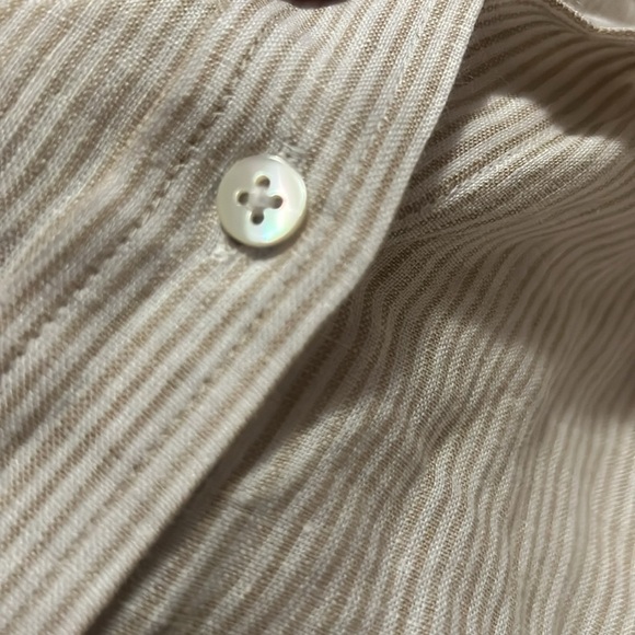 Haven Well Within NWOT 100% linen white tan striped button down oversized shirt - Picture 10 of 12